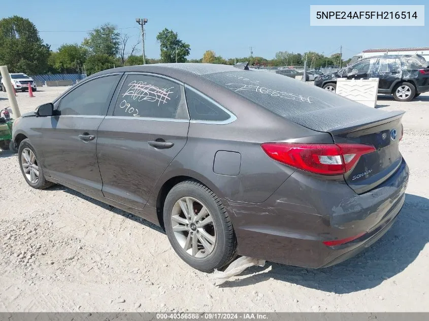 2015 Hyundai Sonata Se VIN: 5NPE24AF5FH216514 Lot: 40356588