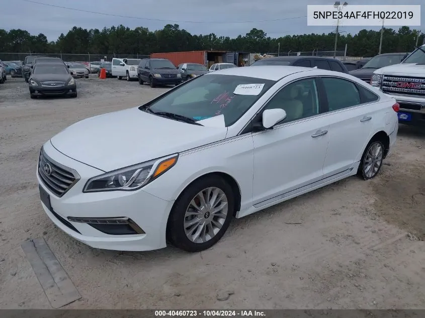 2015 Hyundai Sonata Limited VIN: 5NPE34AF4FH022019 Lot: 40460723