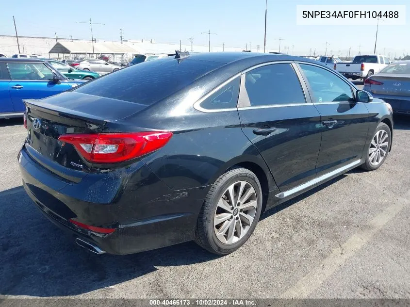 2015 Hyundai Sonata Sport/Limited VIN: 5NPE34AF0FH104488 Lot: 40466173