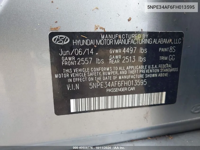 5NPE34AF6FH013595 2015 Hyundai Sonata Limited