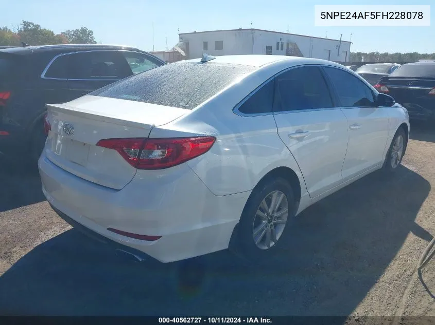 2015 Hyundai Sonata Se VIN: 5NPE24AF5FH228078 Lot: 40562727