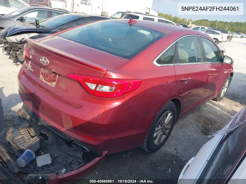 2015 Hyundai Sonata Se VIN: 5NPE24AF2FH244061 Lot: 40568981