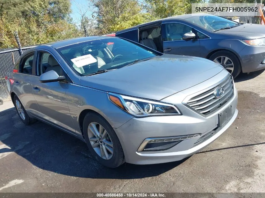 2015 Hyundai Sonata Se VIN: 5NPE24AF7FH005962 Lot: 40586458