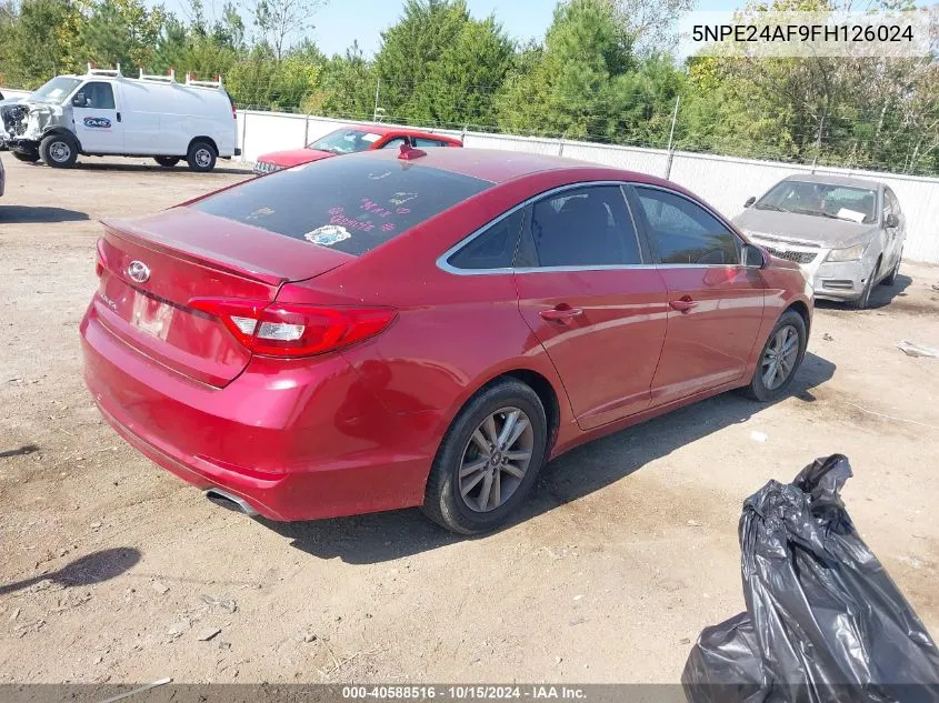 5NPE24AF9FH126024 2015 Hyundai Sonata Se