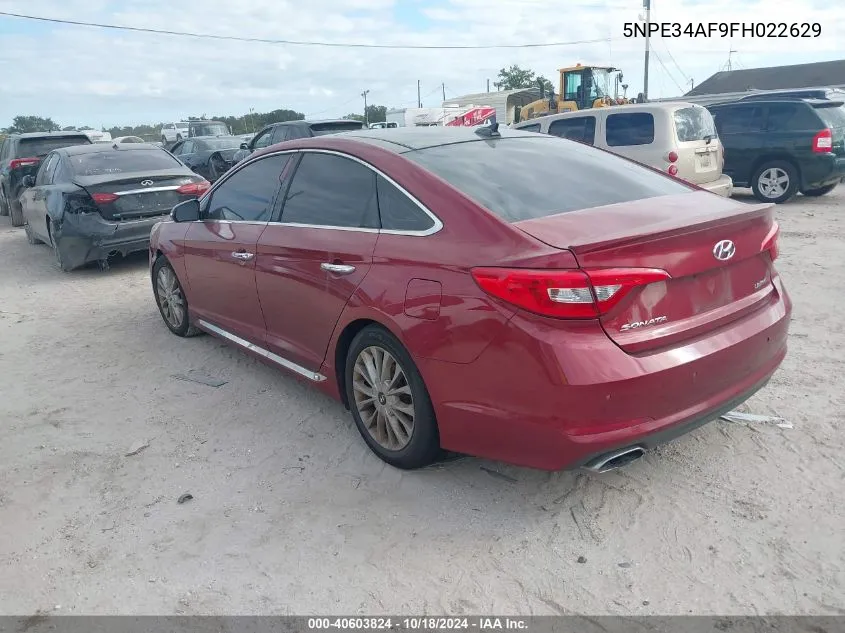 2015 Hyundai Sonata Limited VIN: 5NPE34AF9FH022629 Lot: 40603824