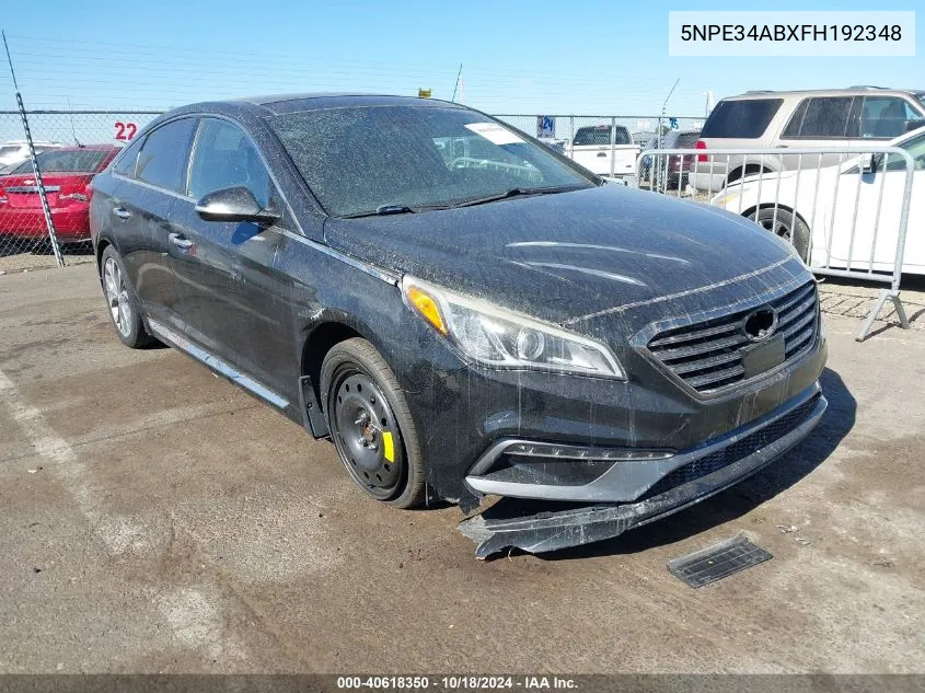 2015 Hyundai Sonata Limited 2.0T VIN: 5NPE34ABXFH192348 Lot: 40618350