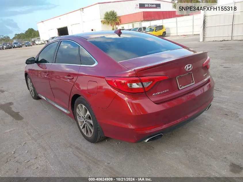 2015 Hyundai Sonata Sport/Limited VIN: 5NPE34AFXFH155318 Lot: 40624909