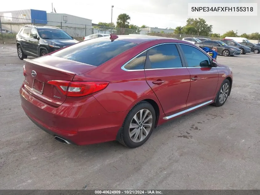 2015 Hyundai Sonata Sport/Limited VIN: 5NPE34AFXFH155318 Lot: 40624909