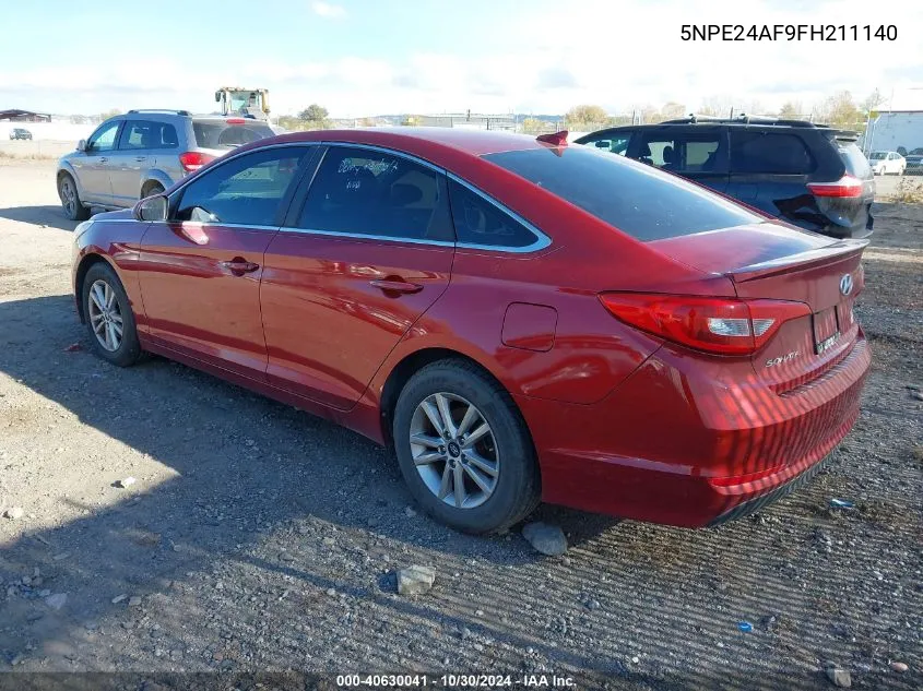 2015 Hyundai Sonata Se VIN: 5NPE24AF9FH211140 Lot: 40630041