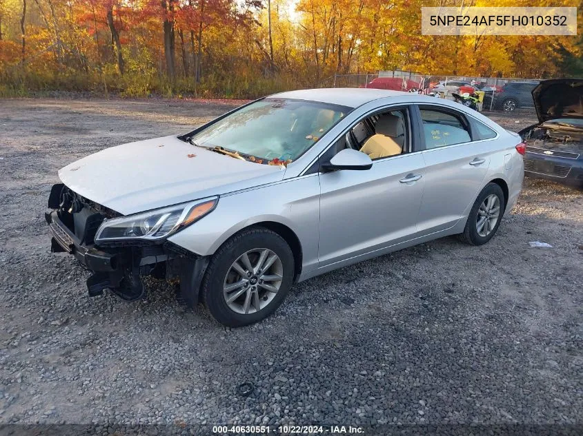 2015 Hyundai Sonata Se VIN: 5NPE24AF5FH010352 Lot: 40630551