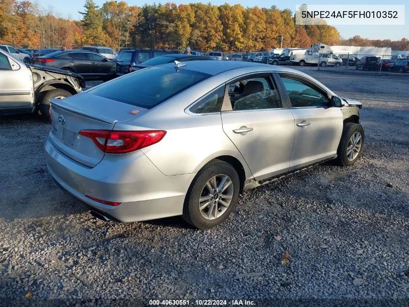 2015 Hyundai Sonata Se VIN: 5NPE24AF5FH010352 Lot: 40630551