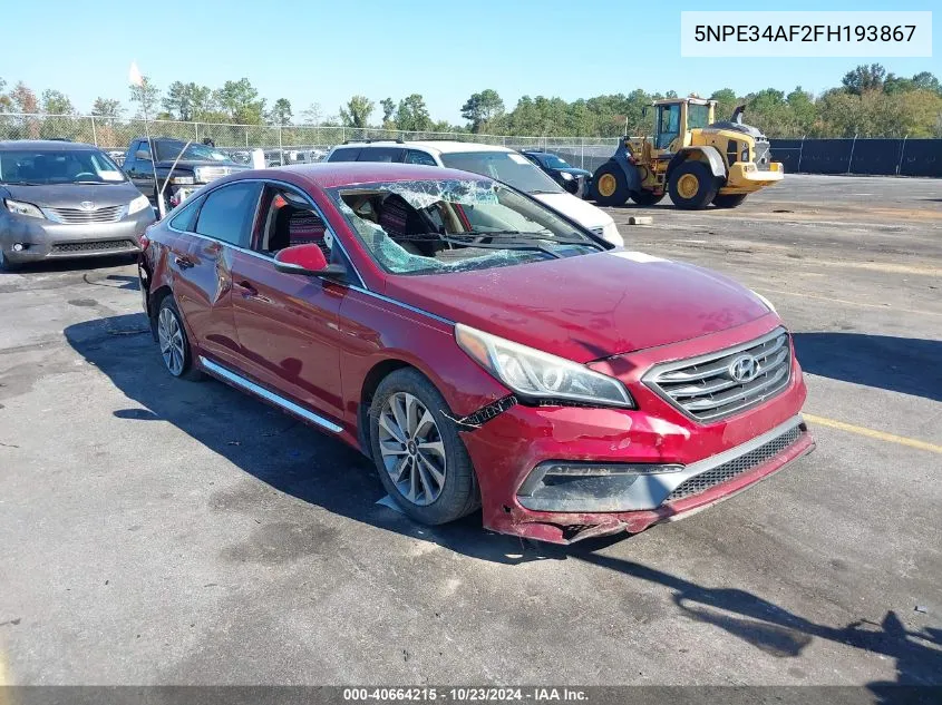 2015 Hyundai Sonata Sport VIN: 5NPE34AF2FH193867 Lot: 40664215