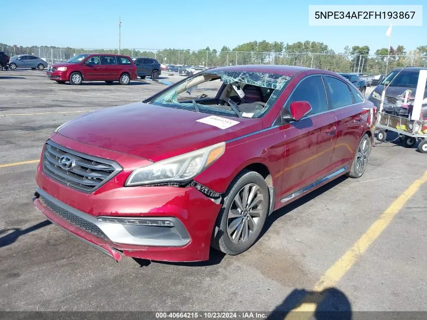 2015 Hyundai Sonata Sport VIN: 5NPE34AF2FH193867 Lot: 40664215