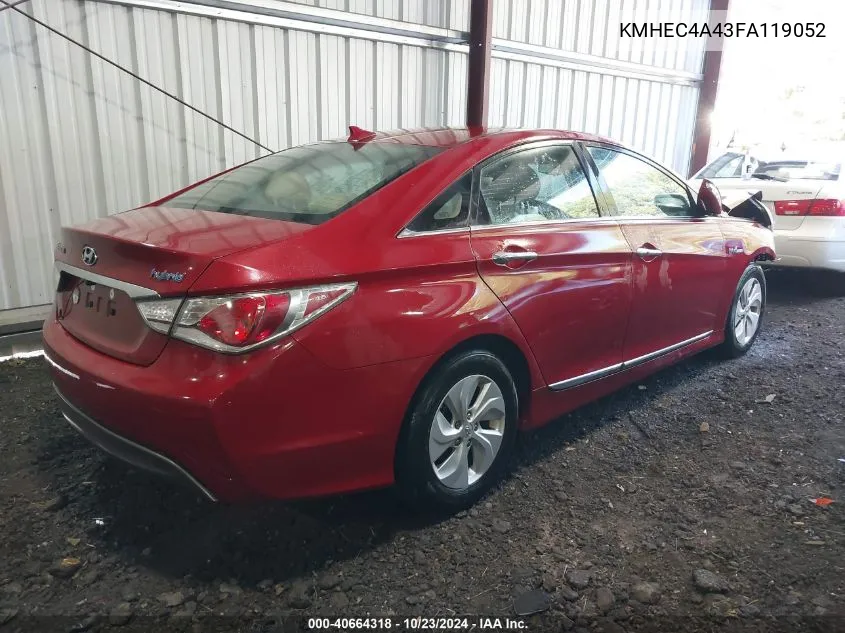 2015 Hyundai Sonata Hybrid VIN: KMHEC4A43FA119052 Lot: 40664318