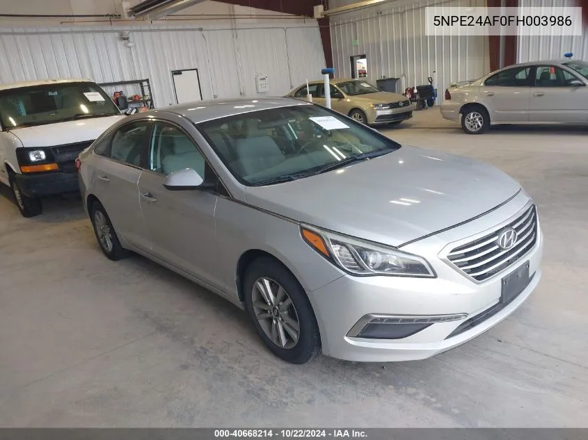 2015 Hyundai Sonata Se VIN: 5NPE24AF0FH003986 Lot: 40668214