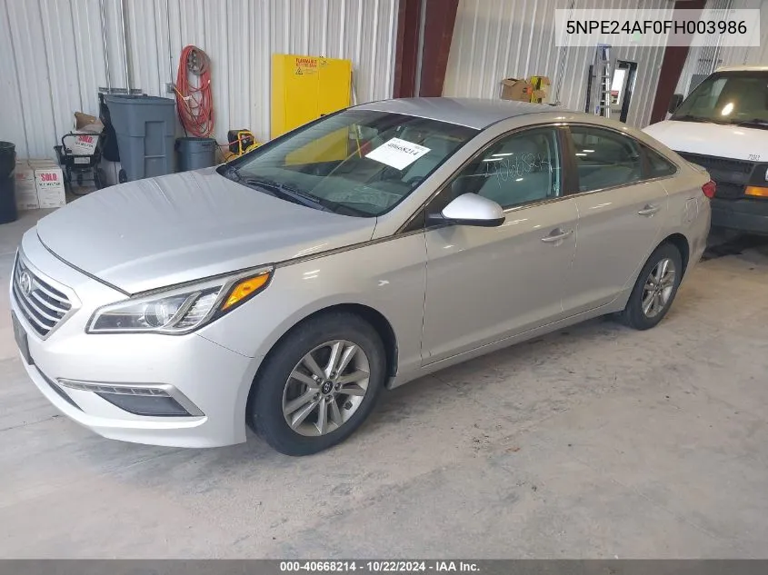 2015 Hyundai Sonata Se VIN: 5NPE24AF0FH003986 Lot: 40668214