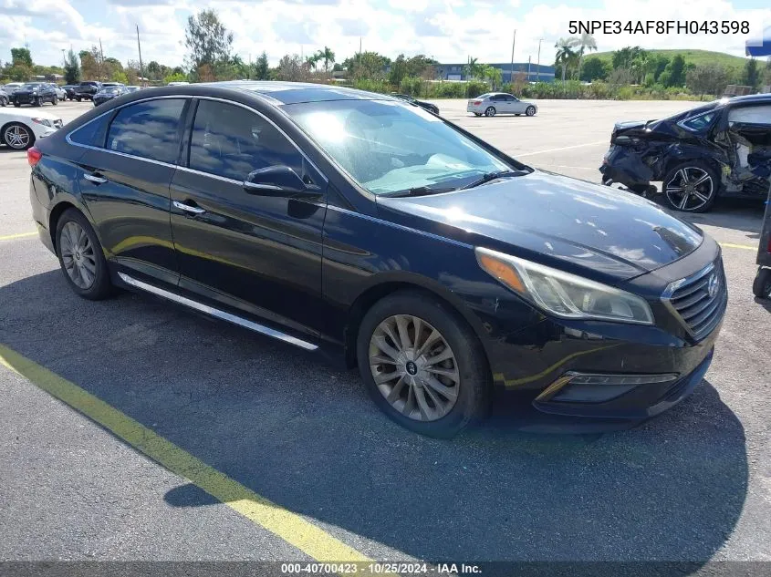 2015 Hyundai Sonata Limited VIN: 5NPE34AF8FH043598 Lot: 40700423