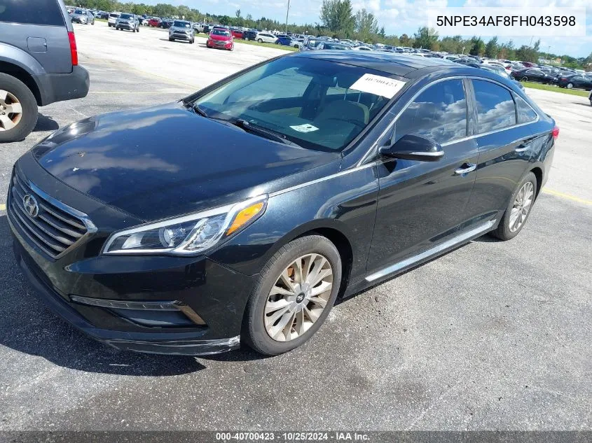 2015 Hyundai Sonata Limited VIN: 5NPE34AF8FH043598 Lot: 40700423