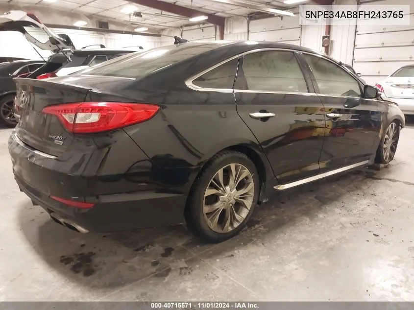 2015 Hyundai Sonata Limited 2.0T VIN: 5NPE34AB8FH243765 Lot: 40715571