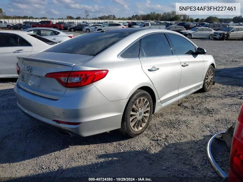 2015 Hyundai Sonata Limited VIN: 5NPE34AF3FH227461 Lot: 40724393