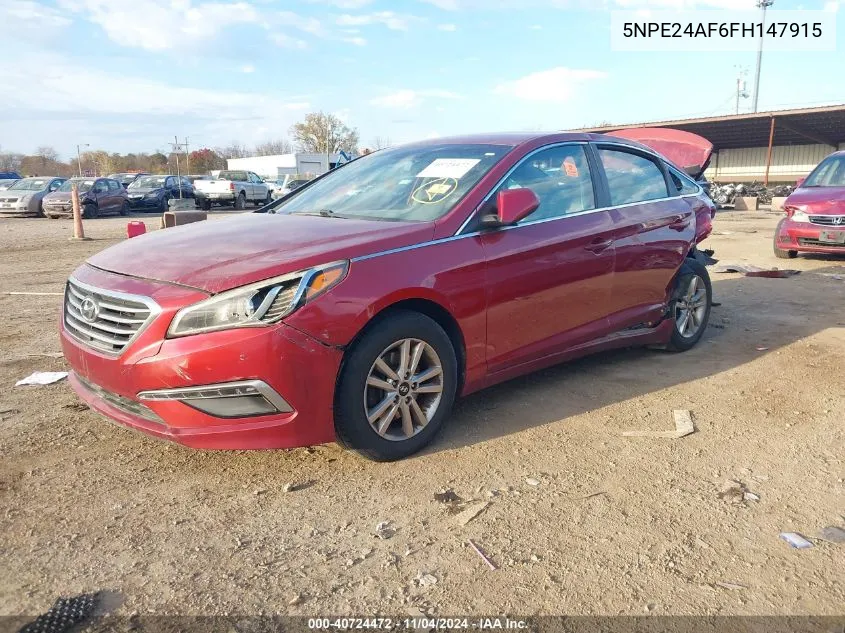 2015 Hyundai Sonata Se VIN: 5NPE24AF6FH147915 Lot: 40724472