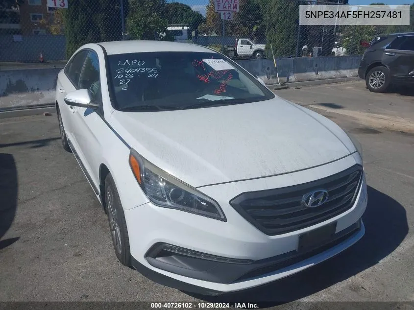 2015 Hyundai Sonata Sport VIN: 5NPE34AF5FH257481 Lot: 40726102