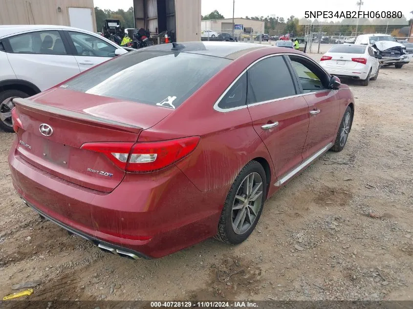 2015 Hyundai Sonata Sport 2.0T VIN: 5NPE34AB2FH060880 Lot: 40728129