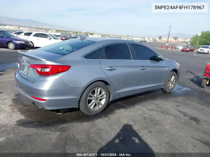 2015 Hyundai Sonata Se VIN: 5NPE24AF4FH178967 Lot: 40728371