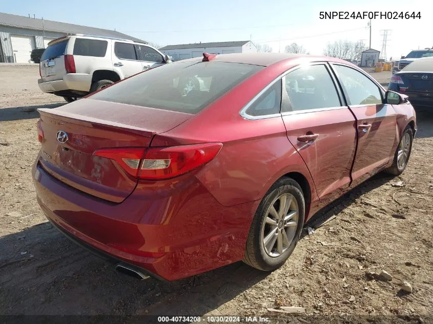 2015 Hyundai Sonata Se VIN: 5NPE24AF0FH024644 Lot: 40734208