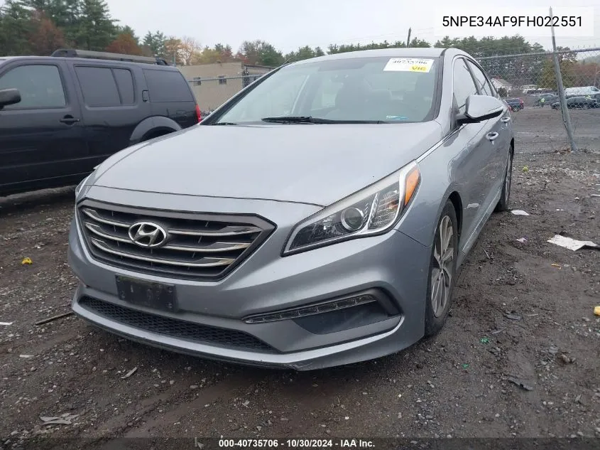 5NPE34AF9FH022551 2015 Hyundai Sonata Sport