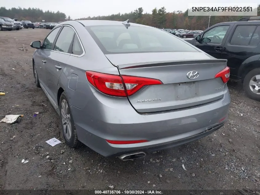 2015 Hyundai Sonata Sport VIN: 5NPE34AF9FH022551 Lot: 40735706