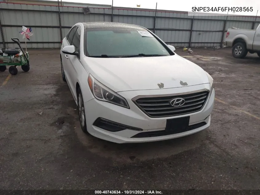 2015 Hyundai Sonata Limited VIN: 5NPE34AF6FH028565 Lot: 40743634