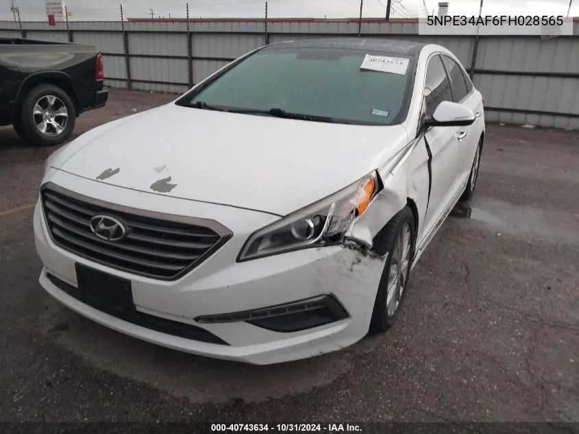 2015 Hyundai Sonata Limited VIN: 5NPE34AF6FH028565 Lot: 40743634