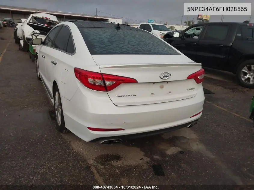 2015 Hyundai Sonata Limited VIN: 5NPE34AF6FH028565 Lot: 40743634