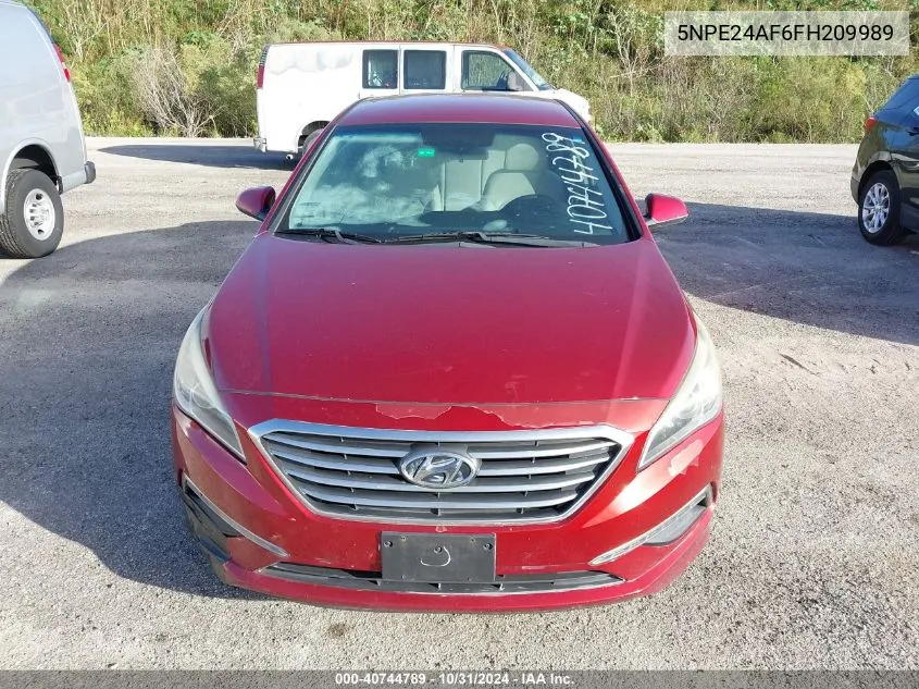 2015 Hyundai Sonata Se VIN: 5NPE24AF6FH209989 Lot: 40744789