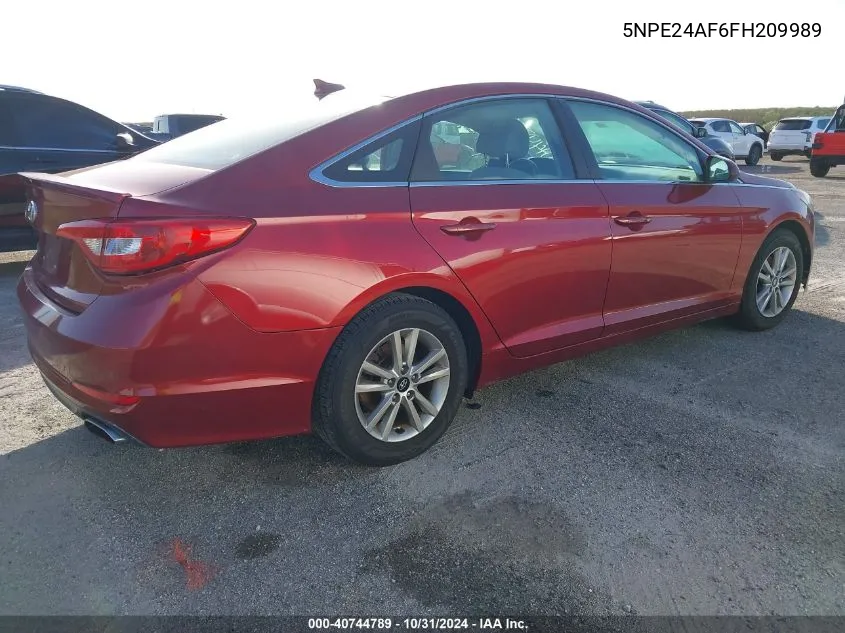 2015 Hyundai Sonata Se VIN: 5NPE24AF6FH209989 Lot: 40744789