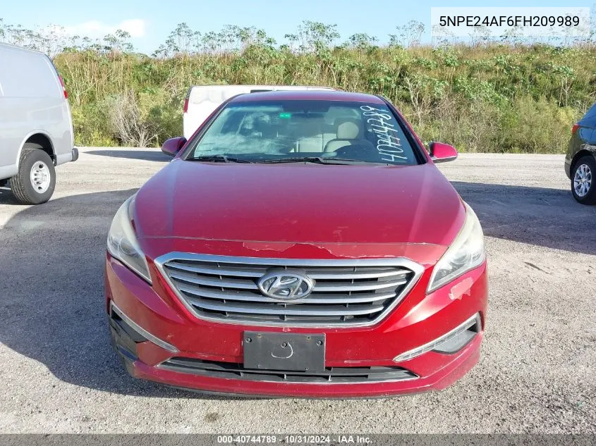 2015 Hyundai Sonata Se VIN: 5NPE24AF6FH209989 Lot: 40744789