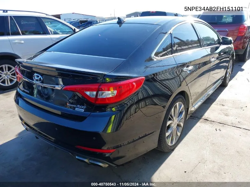 2015 Hyundai Sonata Limited 2.0T VIN: 5NPE34AB2FH151101 Lot: 40750543