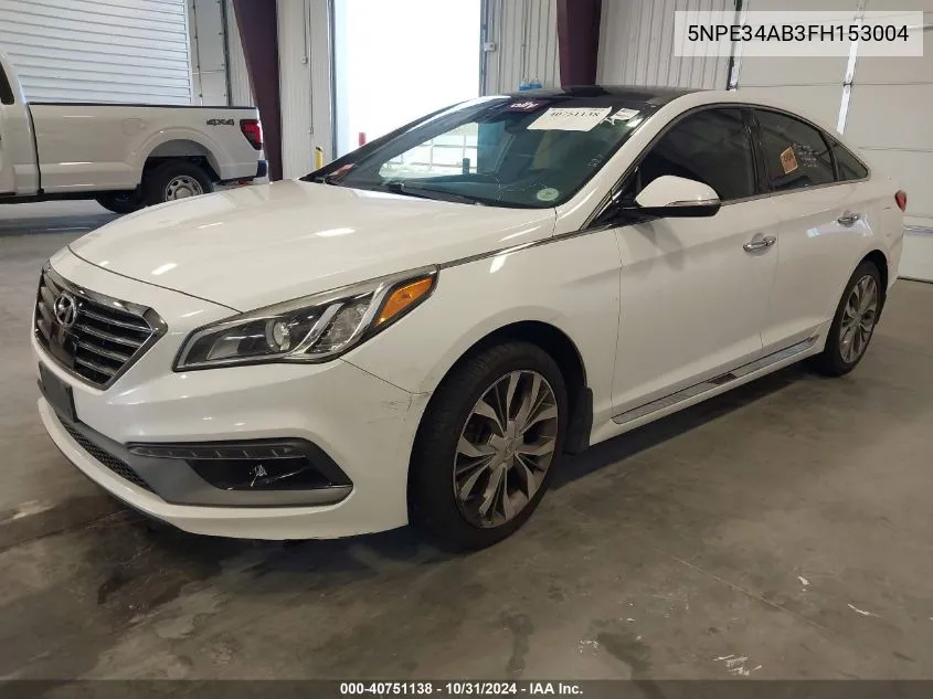 2015 Hyundai Sonata Limited 2.0T VIN: 5NPE34AB3FH153004 Lot: 40751138