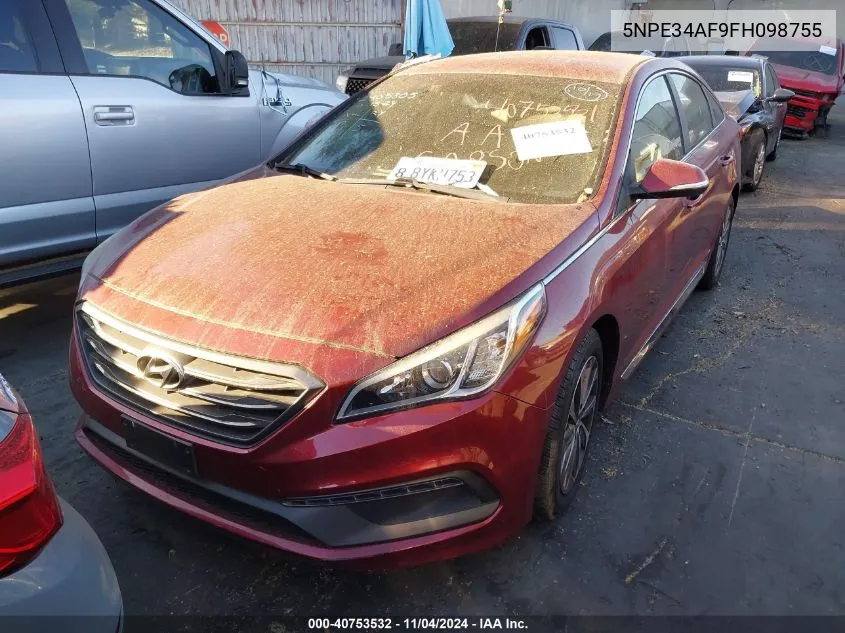 2015 Hyundai Sonata Sport VIN: 5NPE34AF9FH098755 Lot: 40753532