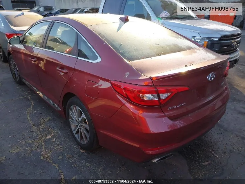 2015 Hyundai Sonata Sport VIN: 5NPE34AF9FH098755 Lot: 40753532