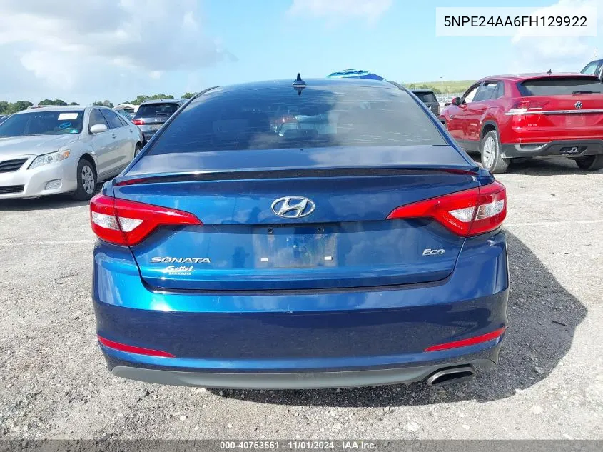 2015 Hyundai Sonata Eco VIN: 5NPE24AA6FH129922 Lot: 40753551