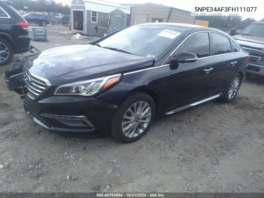 2015 Hyundai Sonata Limited VIN: 5NPE34AF3FH111077 Lot: 40753694