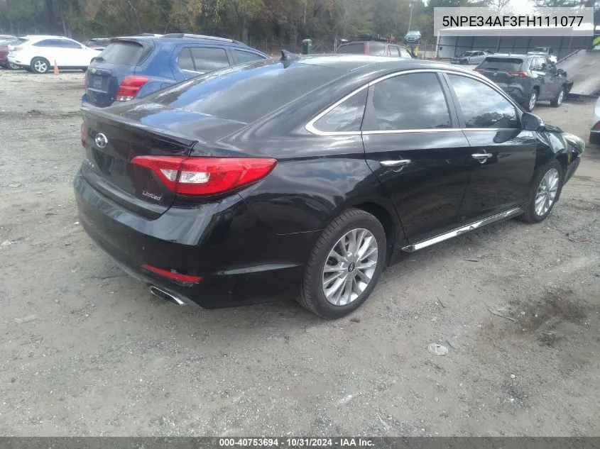 2015 Hyundai Sonata Limited VIN: 5NPE34AF3FH111077 Lot: 40753694