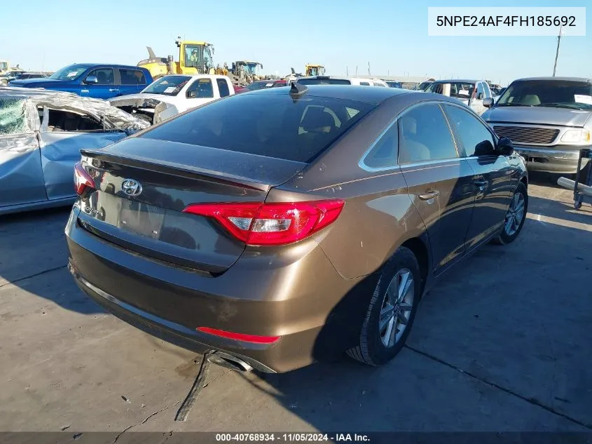 2015 Hyundai Sonata Se VIN: 5NPE24AF4FH185692 Lot: 40768934