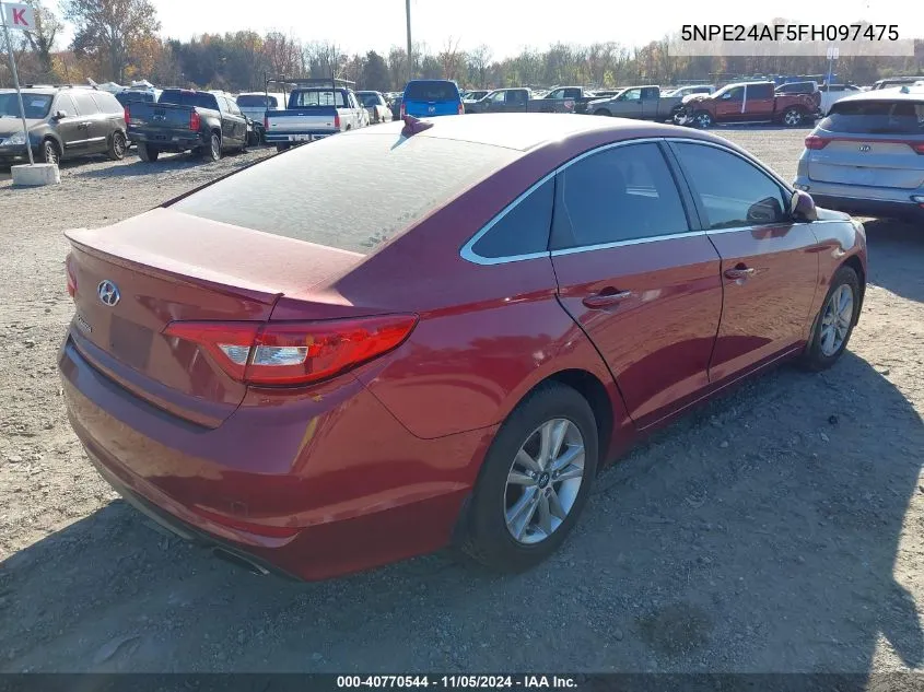 2015 Hyundai Sonata Se VIN: 5NPE24AF5FH097475 Lot: 40770544