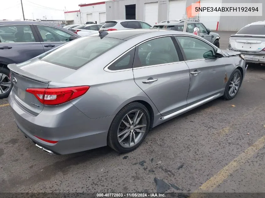 2015 Hyundai Sonata Sport 2.0T VIN: 5NPE34ABXFH192494 Lot: 40772803