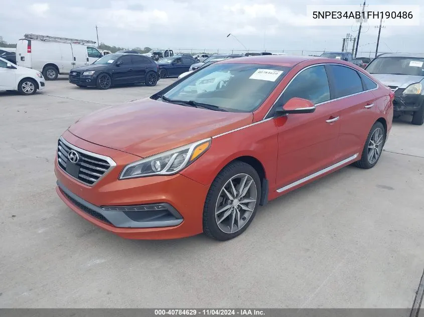 2015 Hyundai Sonata Sport 2.0T VIN: 5NPE34AB1FH190486 Lot: 40784629