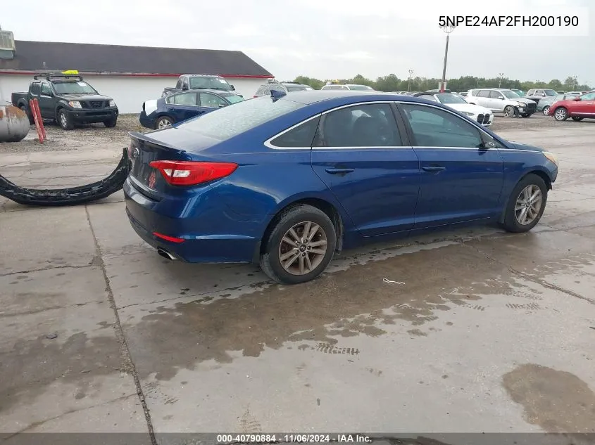 2015 Hyundai Sonata Se VIN: 5NPE24AF2FH200190 Lot: 40790884