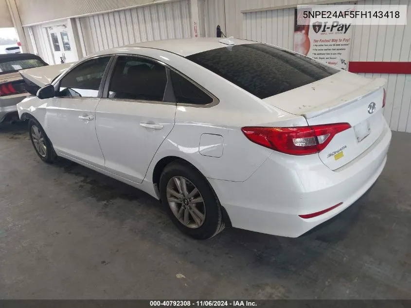 2015 Hyundai Sonata Se VIN: 5NPE24AF5FH143418 Lot: 40792308